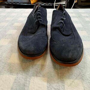 Stacy Adams Men Suede Wingtip Shoes Blue Size 11 M Synthetic Lining Rubber Sole